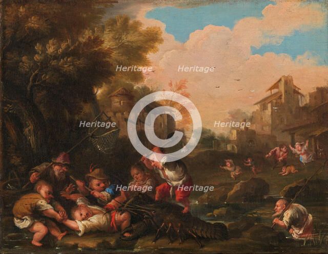 Lotta contro il gambero (Fight against the shrimp), c.1730-1740. Creator: Bocchi, Faustino (1659-1742).