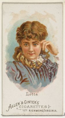 Lotta, from World's Beauties, Series 1 (N26) for Allen & Ginter Cigarettes, 1888., 1888. Creator: Allen & Ginter