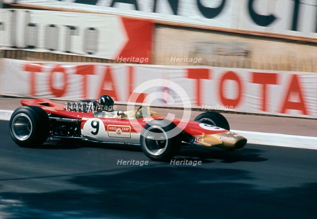 Lotus 49, Gold Leaf, driven by Graham Hill at the 1968 Monaco Grand Prix. Creator: Unknown.