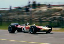 Lotus 49, Gold Leaf, driven by Jackie Oliver at the 1968 Dutch Grand Prix. Creator: Unknown