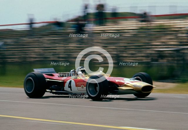 Lotus 49, Gold Leaf, driven by Jackie Oliver at the 1968 Dutch Grand Prix. Creator: Unknown.