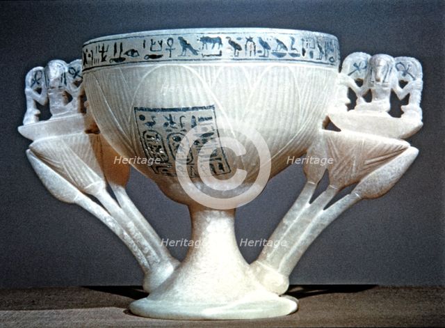 Lotus flower-shaped cup belonging to the grave goods in the tomb of Tutankhamun.