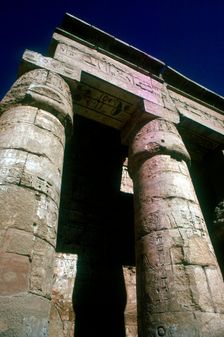 Lotus-headed pillars, Temple of Rameses III, Medinat Habu, Luxor, Egypt, c12th century
