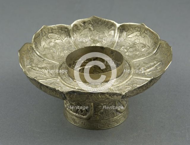 Lotus-Shaped Altar Bowl Stand, 18th century. Creator: Unknown.