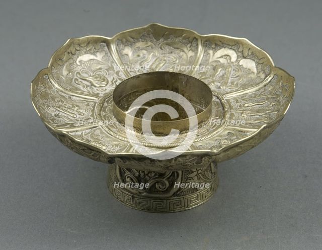 Lotus-Shaped Altar Bowl Stand, 18th century. Creator: Unknown.