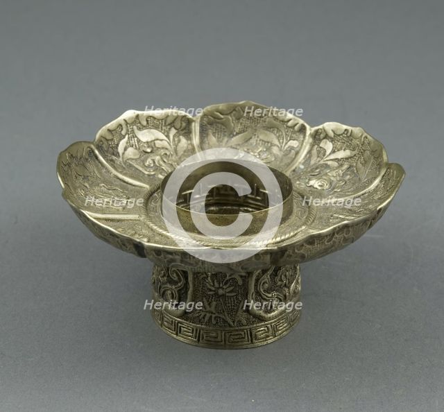 Lotus-Shaped Altar Bowl Stand, 18th century. Creator: Unknown.
