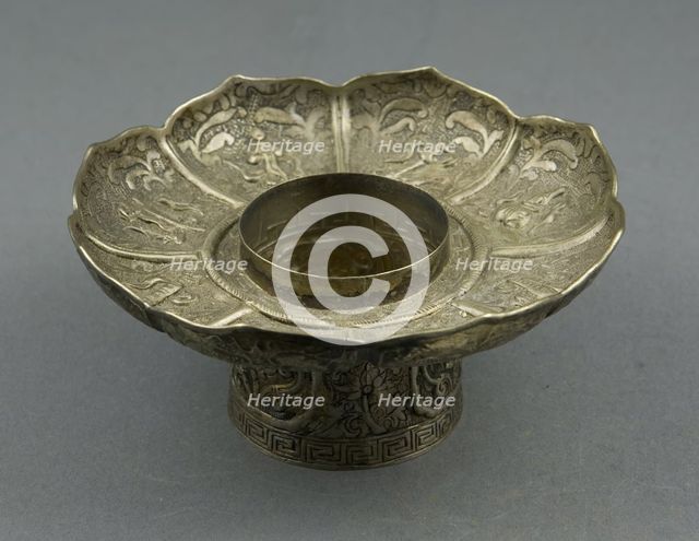 Lotus-Shaped Altar Bowl Stand, 18th century. Creator: Unknown.