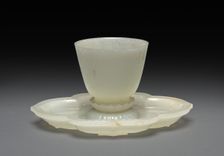 Lotus-shaped Dish and Cup, 1736-1795. Creator: Unknown