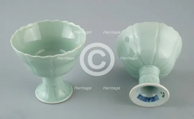 Lotus Stemcup, Qing dynasty (1644-1911), Qianlong reign mark and period (1736-1795). Creator: Unknown.