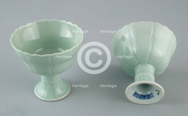 Lotus Stemcup, Qing dynasty (1644-1911), Qianlong reign mark and period (1736-1795). Creator: Unknown.
