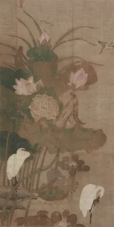 Lotuses, Insects, and Birds, 1800s. Creator: Unknown