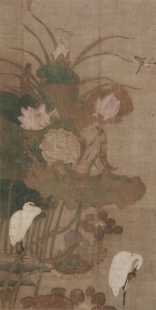 Lotuses, Insects, and Birds, 1800s. Creator: Unknown