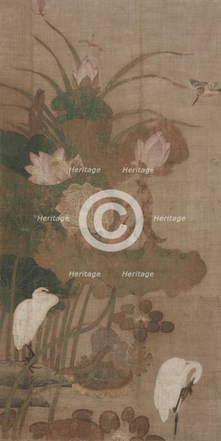 Lotuses, Insects, and Birds, 1800s. Creator: Unknown.
