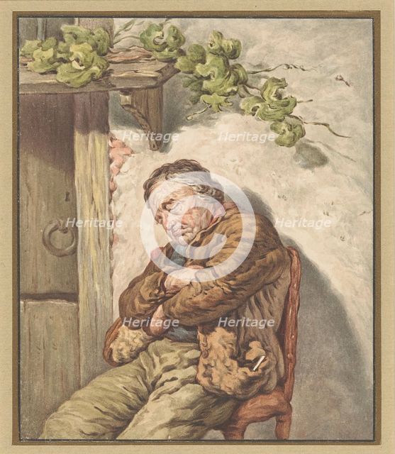 Lou, the baker's servant, fell asleep in the sunlight in front of the house, 1790-1852. Creator: Pieter Christoffel Wonder.