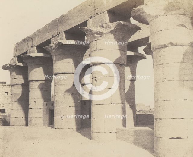 Louksor (Thèbes). Construction Centrale - Grande Colonnade, 1851-52, printed 1853-54. Creator: Félix Teynard.