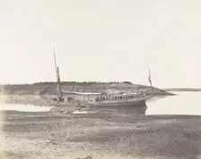Louksor, Petit Bras du Nil - Barque de Voyageurs, 1851-52, printed 1853-54. Creator: Félix Teynard