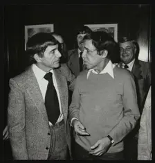 Louie Bellson and Buddy Rich at the International Drummers Association meeting, 1978. Creator: Denis Williams