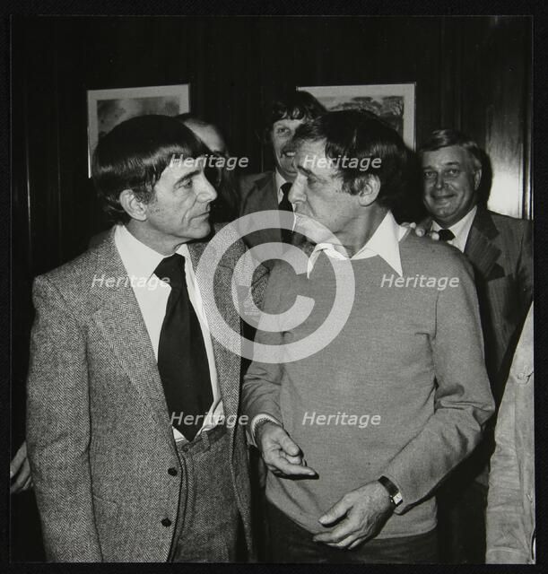 Louie Bellson and Buddy Rich at the International Drummers' Association meeting, 1978. Artist: Denis Williams