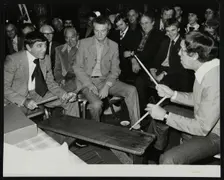 Louie Bellson and Buddy Rich at the International Drummers Association meeting. London, 1978. Creator: Denis Williams