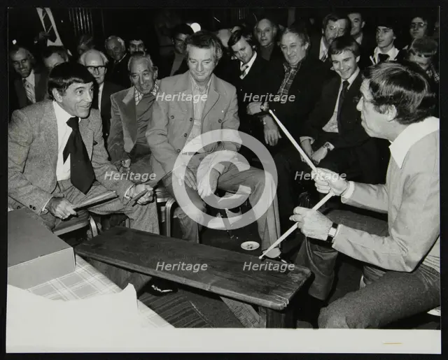 Louie Bellson and Buddy Rich at the International Drummers' Association meeting. London, 1978. Creator: Denis Williams.