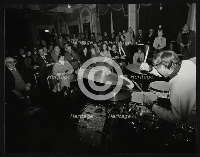 Louie Bellson conducting a drum clinic at the Horseshoe Hotel, London, November 1980. Creator: Denis Williams.