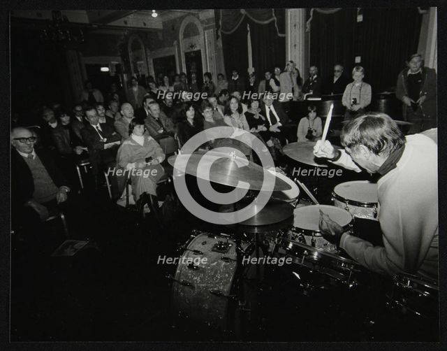Louie Bellson conducting a drum clinic at the Horseshoe Hotel, London, November 1980. Artist: Denis Williams