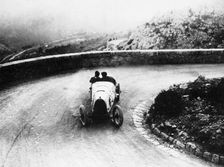 Louis Chiron driving a Bugatti at a hill climb, 1923