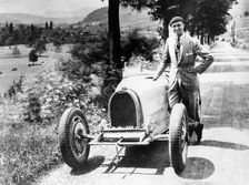 Louis Chiron with his Bugatti Type 51, near Molsheim, Alsace, France, 1931