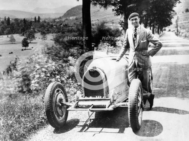 Louis Chiron with his Bugatti Type 51, near Molsheim, Alsace, France, 1931. Artist: Unknown