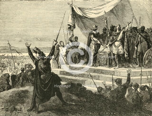 'Louis and Charles Taking "Strasburg Oath" Before Their Armies', (842AD), 1890.   Creator: Unknown.