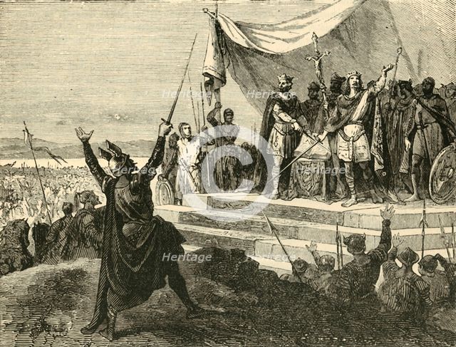 'Louis and Charles Taking "Strasburg Oath" Before Their Armies', (842AD), 1890.   Creator: Unknown.