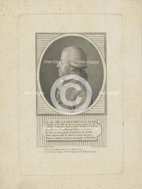 Louis-Alexandre de La Rochefoucauld, Duc d'Enville (1743-1792), 1790s. Creator: Vérité, Jean-Baptiste (1756-1837).