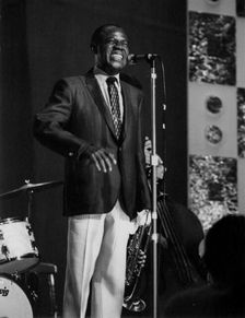 Louis Armstrong on stage, Hammersmith Odeon, London, 1968. Creator: Brian Foskett