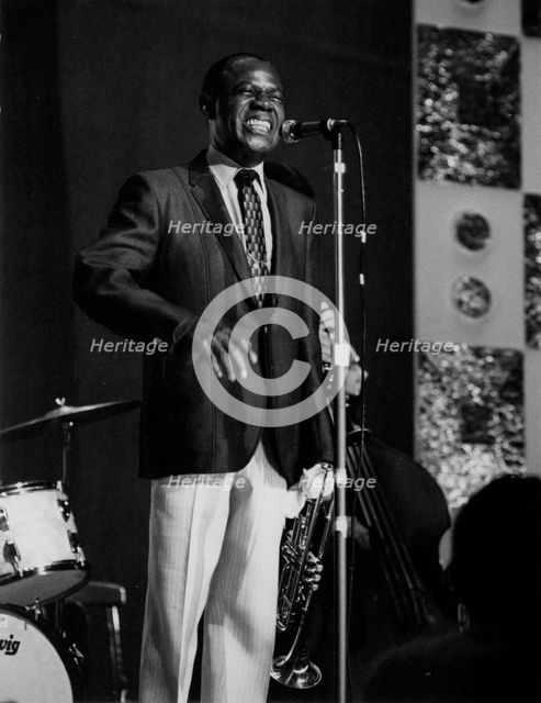 Louis Armstrong on stage, Hammersmith Odeon, London, 1968.  Creator: Brian Foskett.