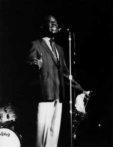Louis Armstrong on stage, Hammersmith Odeon, London, 1968. Creator: Brian Foskett