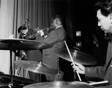 Louis Armstrong and All Stars on stage on Day 2, Finsbury Park Astoria, London, 1962. Creator: Brian Foskett