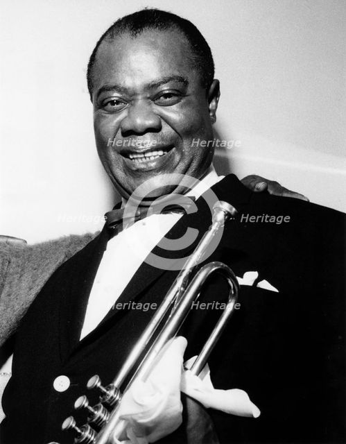 Louis Armstrong backstage at Finsbury Park Astoria, London, 1962. Creator: Brian Foskett.