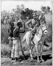 Louis Botha receiving intelligence from a native spy, 2nd Boer War, c1900