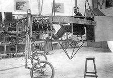 Louis Blériot sitting in his monopolane, c. 1920