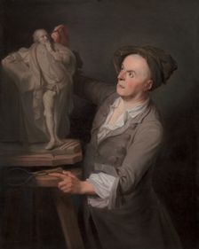 Louis-Francois Roubiliac Modelling His Monument to Shakespeare, between 1760 and 1761. Creator: Adrien Carpentiers
