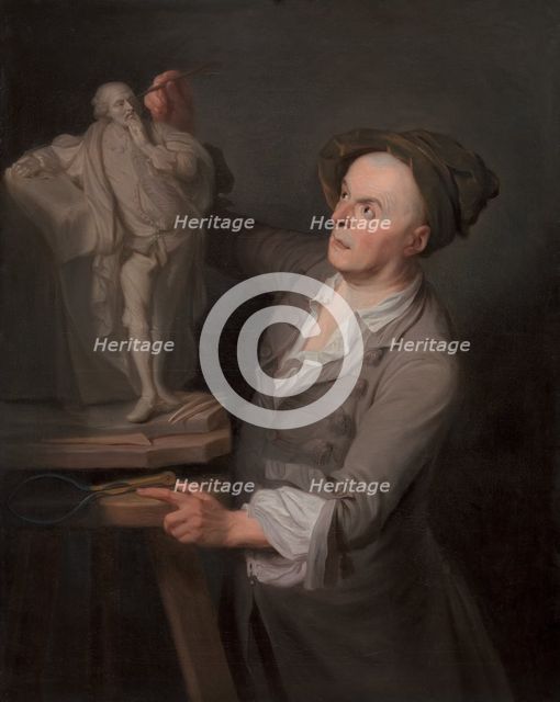 Louis-Francois Roubiliac Modelling His Monument to Shakespeare, between 1760 and 1761. Creator: Adrien Carpentiers.
