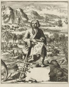 Louis Hennepin landing in North America, pub. 1688 (engraving). Creator: Dutch School (19th Century)