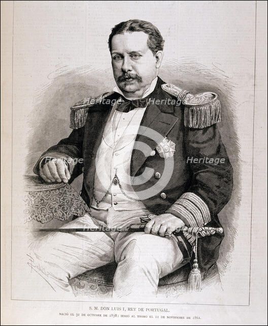 Louis I of Braganza (1838-1889), king of Portugal, engraving in the 'Ilustración española y ameri…