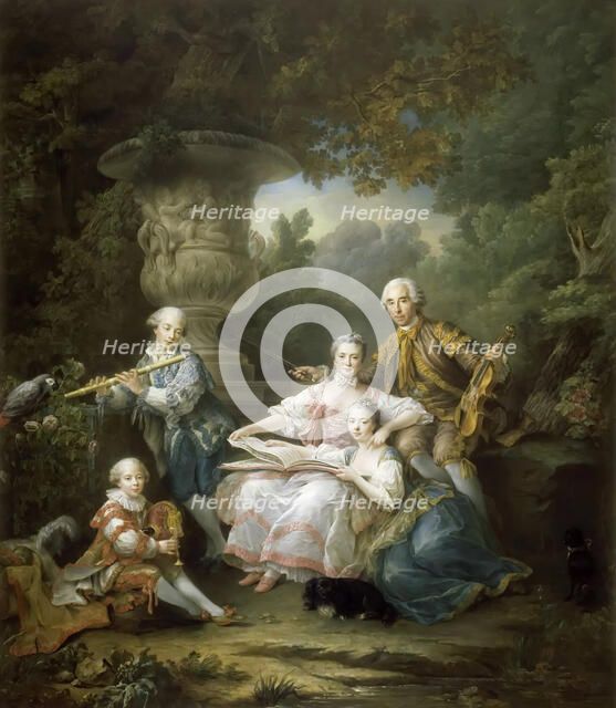 Louis II du Bouchet de Sourches with his Family. Artist: Drouais, François-Hubert (1727-1775)