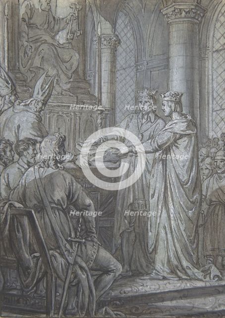 Louis III et Carloman donnent aux eveques du Royaume l'assurance de leur Fidelite en 882, ca. 1791. Creator: Nicolas Lejeune.