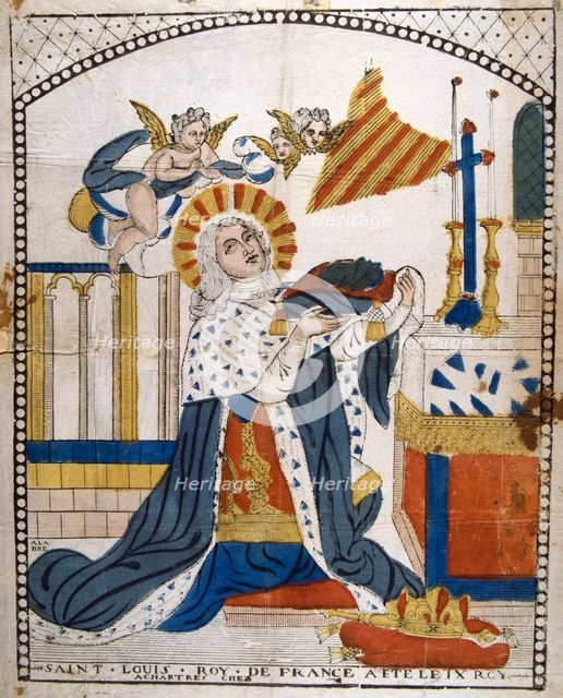 Louis IX, King of France, in Chartres Cathedral in his coronation robes, 1226 (19th century). Artist: Anon