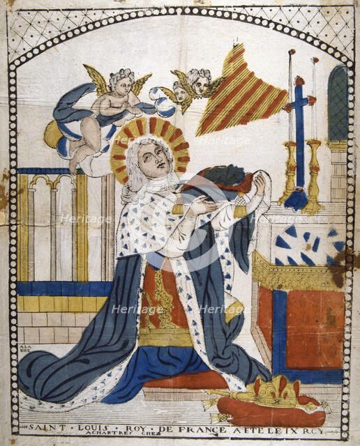 Louis IX, King of France, in Chartres Cathedral in his coronation robes, 1226 (19th century). Artist: Anon