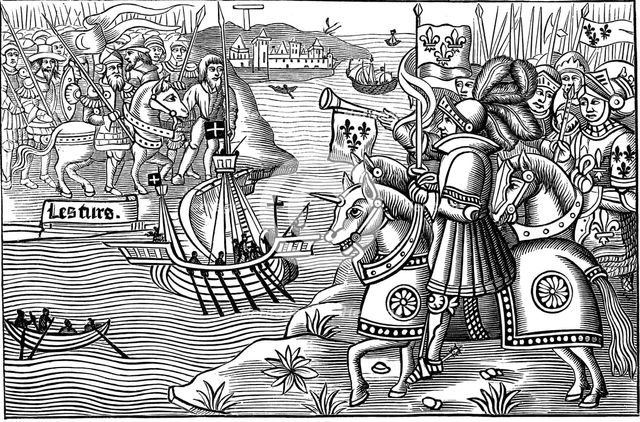 Louis IX of France disembarking at Carthage during the Eighth crusade, 1270 (1518). Artist: Unknown