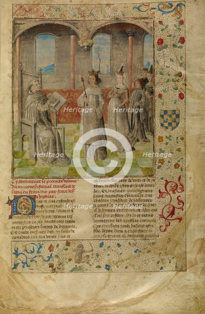 Louis IX Visiting Vincent of Beauvais; Miroir Historial, about 1475. Creator: Unknown.