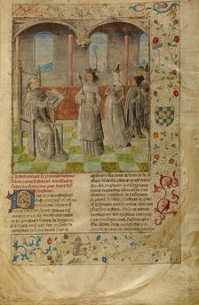 Louis IX Visiting Vincent of Beauvais; Miroir Historial, about 1475. Creator: Unknown